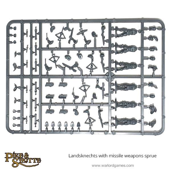 Pike & Shotte: Landsknechts with missile weapons sprue