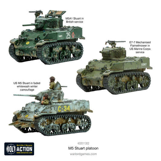 Achtung Panzer!: British Tanks - M5 Stuart Platoon