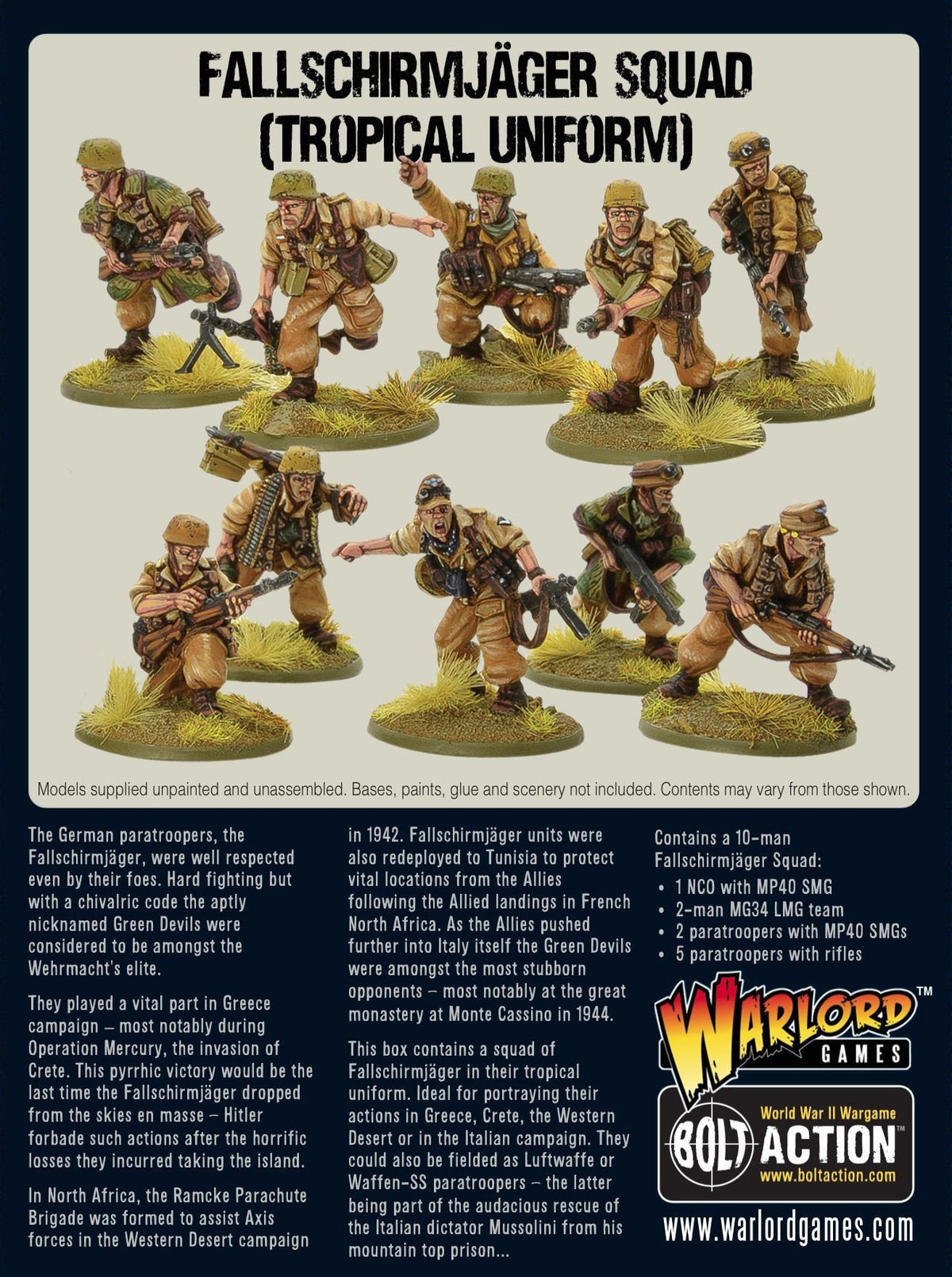 Bolt Action: German - Fallschirmjager squad (tropical Uniform)