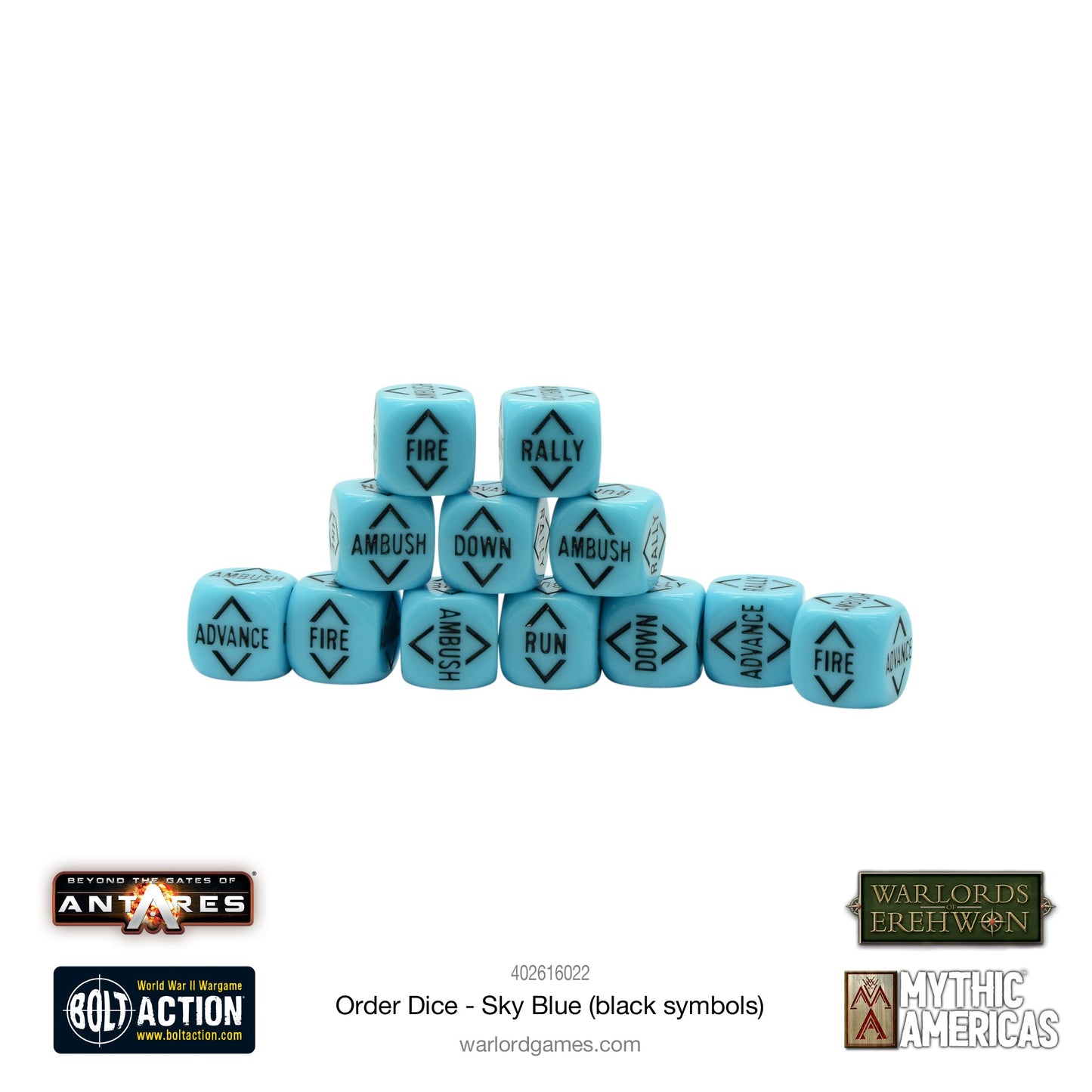 Gates of Antares: Order Dice - Sky Blue (Black Symbols)
