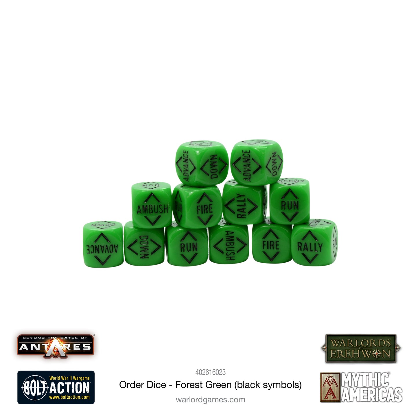 Gates of Antares: Order Dice - Forest Green (Black Symbols)