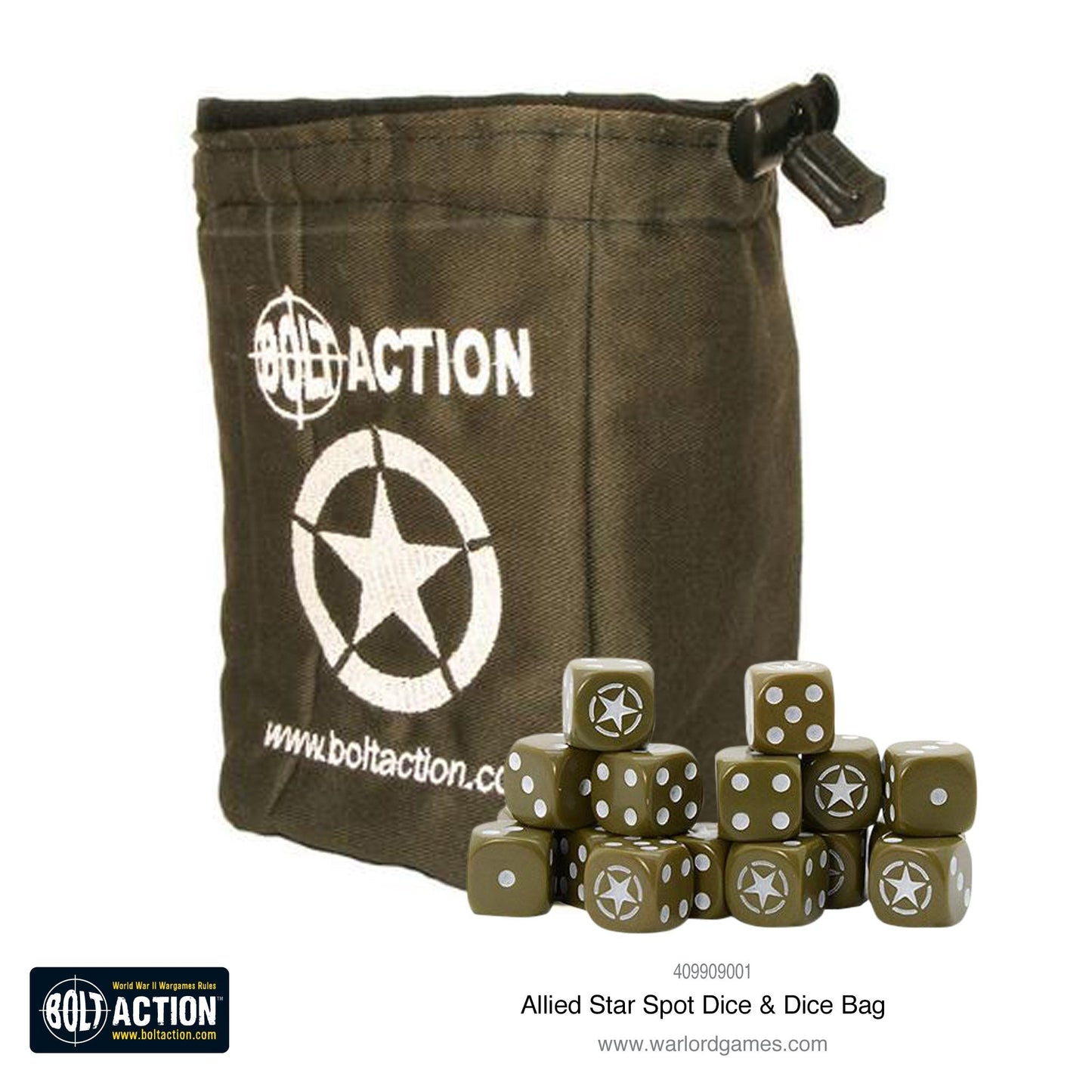 Bolt Action: USA - Allied Star D6 & Dice Bag