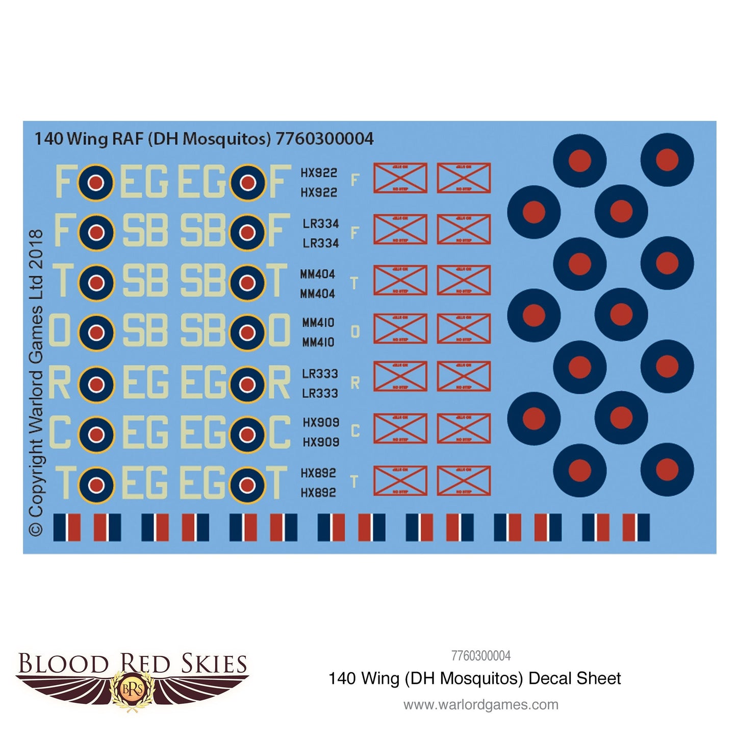 Blood Red Skies: 140 Wing (DH Mosquitos) decal sheet