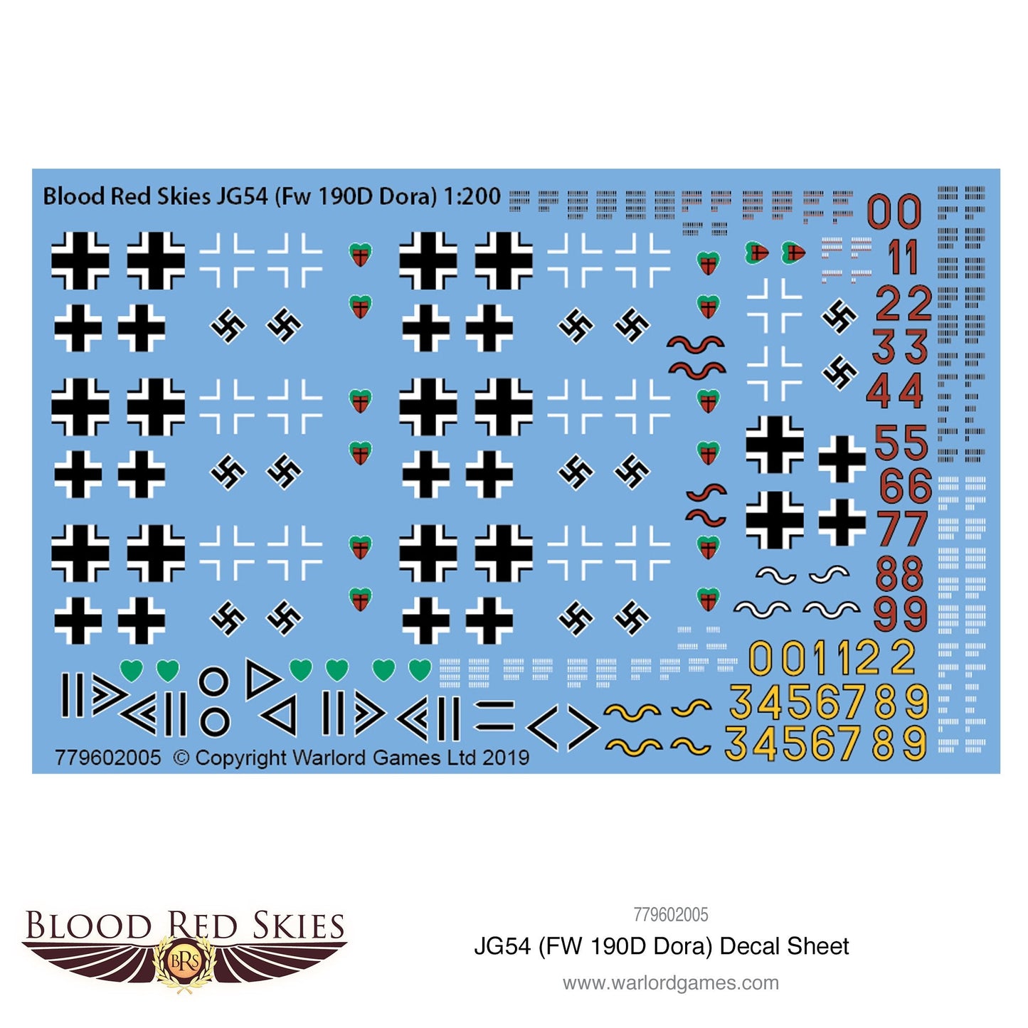 Blood Red Skies: Luftwaffe - JG54 (Fw 190D Dora) decal sheet