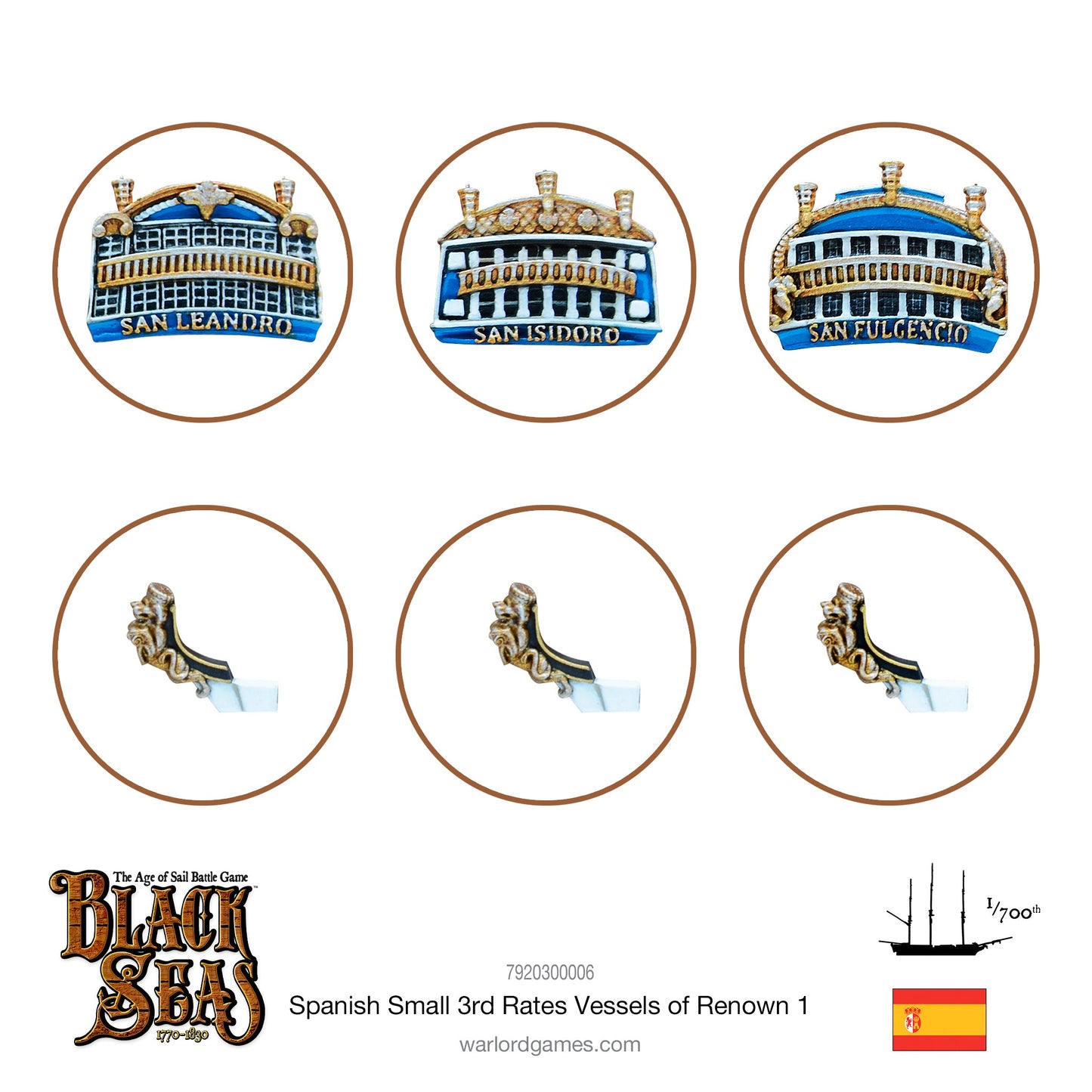 Black Seas: Spanish Small 3rd Rates Named ships Pack 1