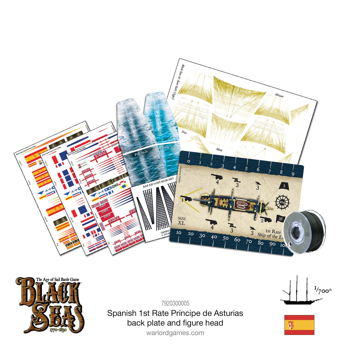 Black Seas: 1st Rate with Principe de Asturias back plate and figure head