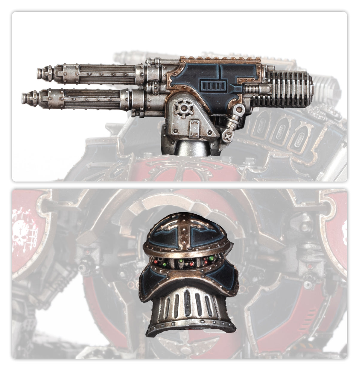 Warlord Titan Weapons: Quake Cannon, Conversion Beam Extirpator, Paired Gatling Blasters, and Paired Turbo-Laser Destructors
