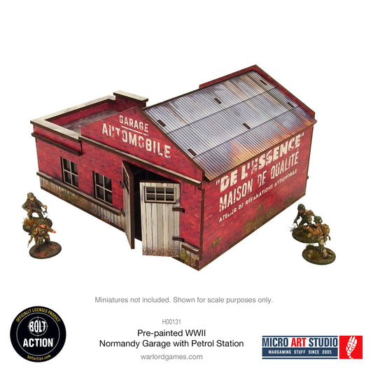 Achtung Panzer!: Pre-painted WW2 Normandy Garage with Petrol Station