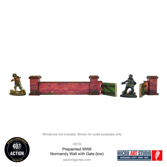 Achtung Panzer!: Pre-painted WW2 Normandy Walls with Gate (low)