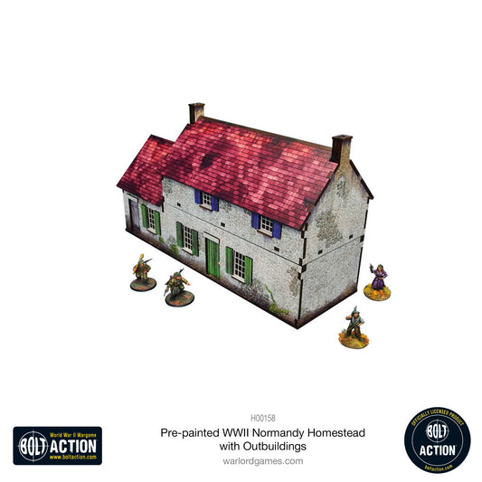 Achtung Panzer!: Pre-painted WWII Normandy Homestead with Outbuildings