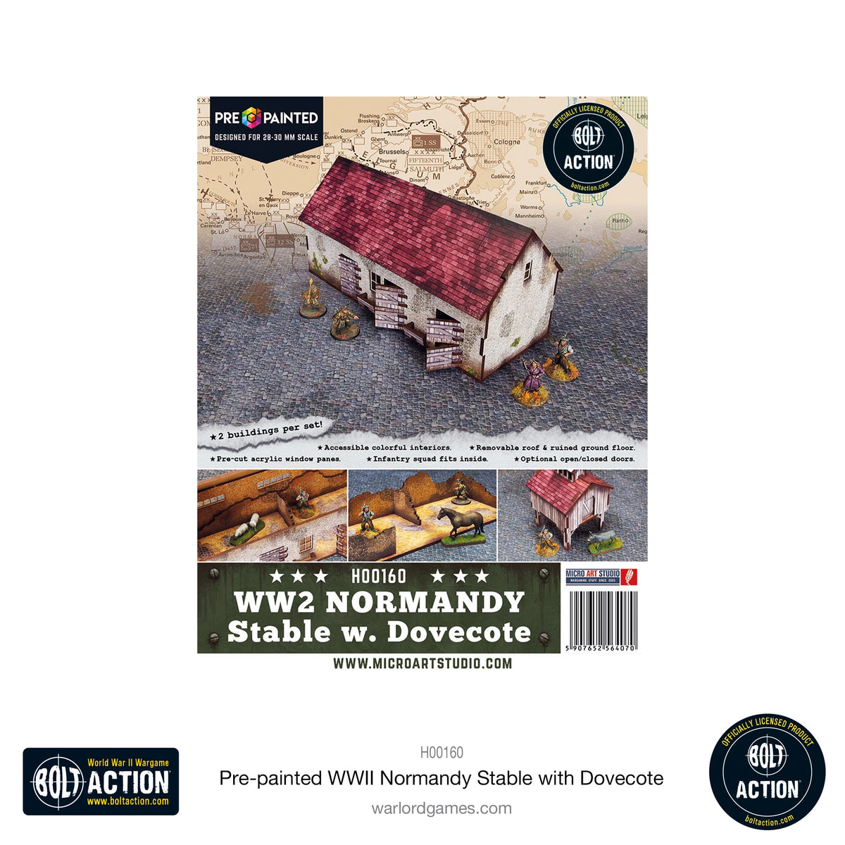 Achtung Panzer!: Pre-painted WWII Normandy Stable with Dovecote