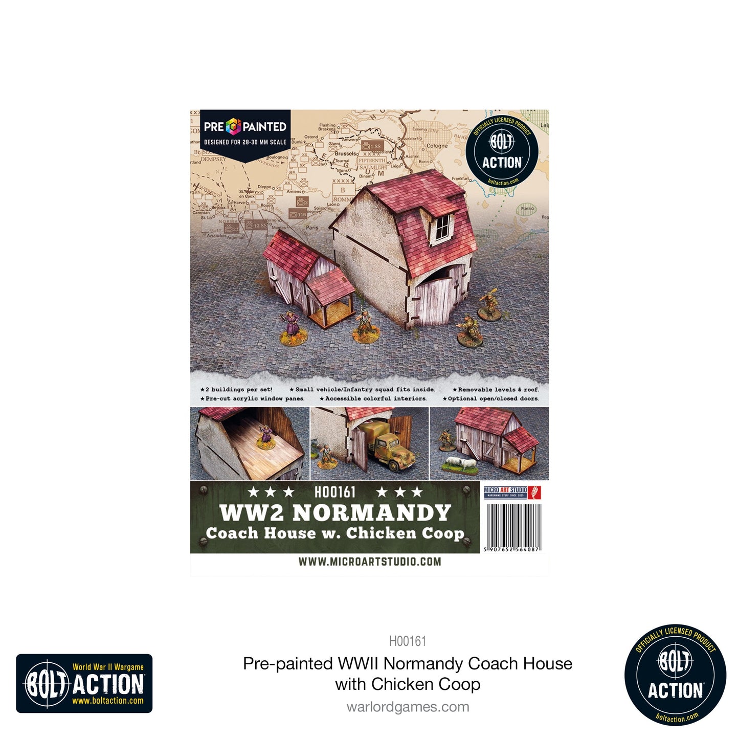 Achtung Panzer!: Pre-painted WWII Normandy Coach House with Chicken Coop