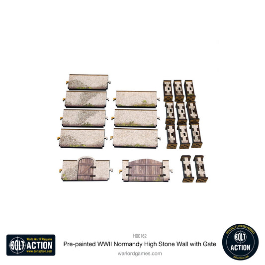 Achtung Panzer!: Pre-painted WWII Normandy High Stone Wall with Gate