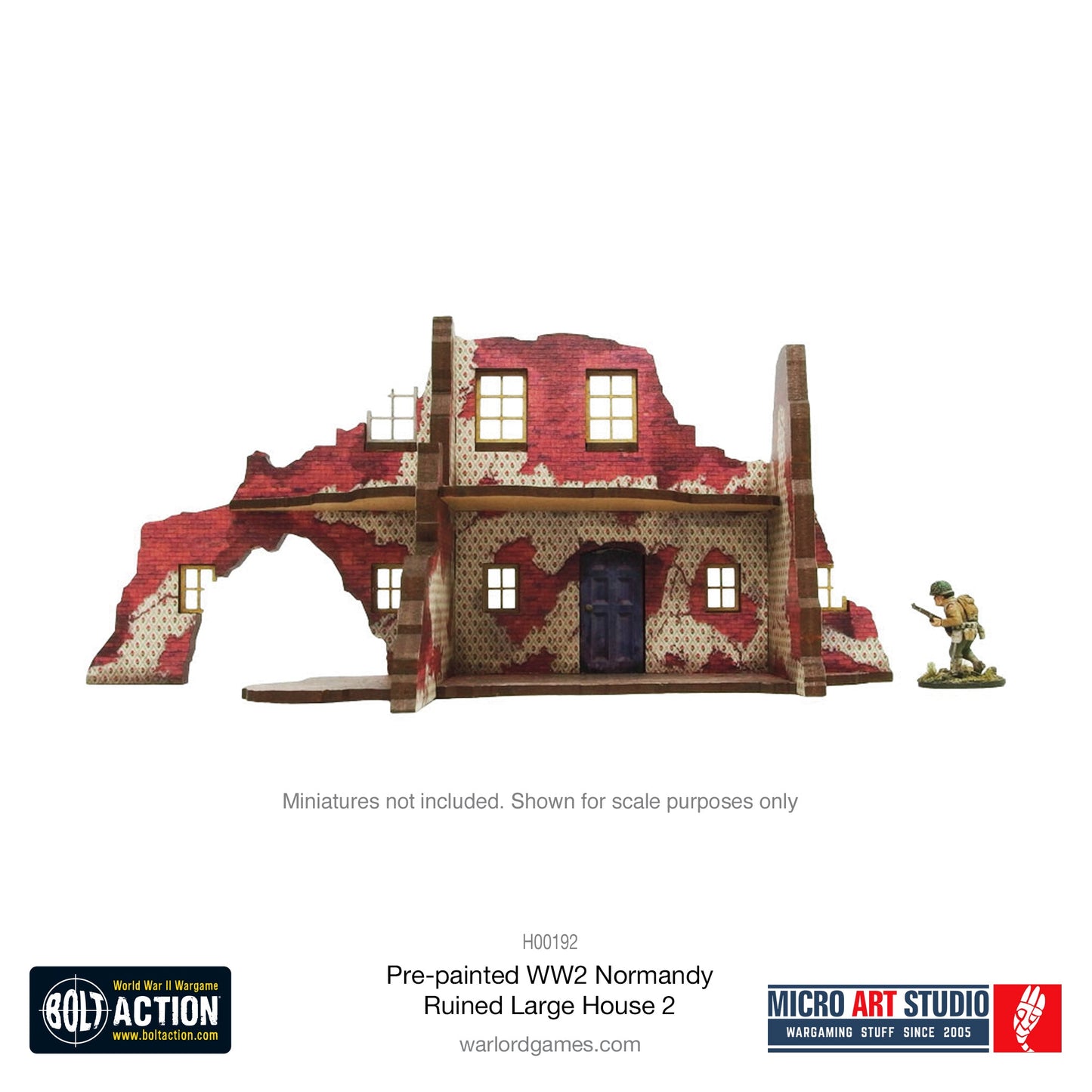 Achtung Panzer!: Pre-Painted WW2 Normandy Ruined Large House 2