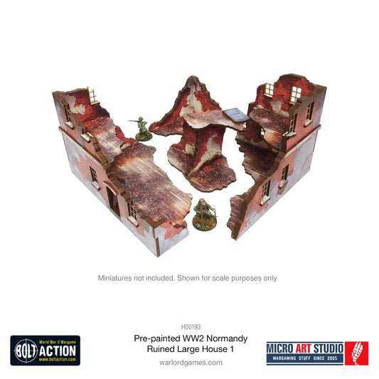 Achtung Panzer!: Pre-Painted WW2 Normandy Ruined Large House 1