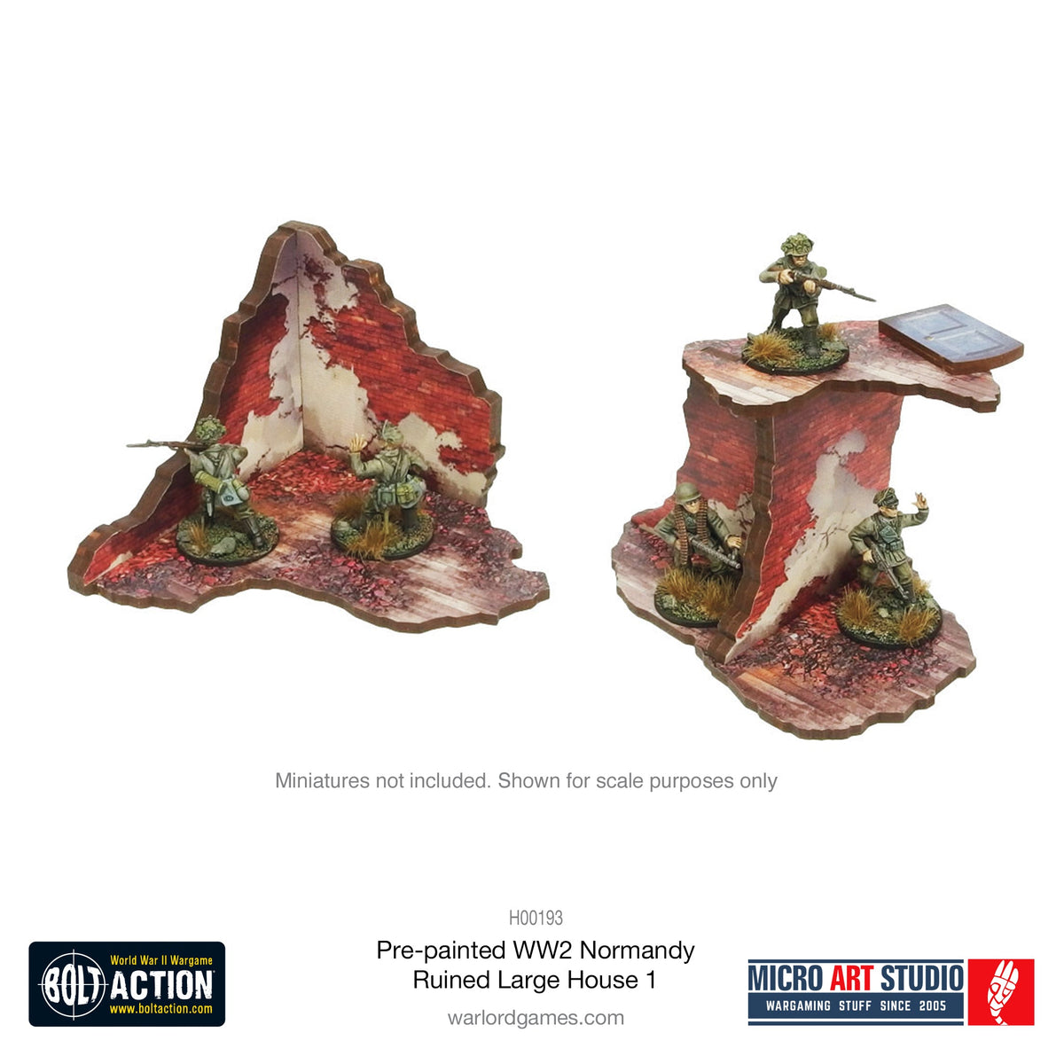 Achtung Panzer!: Pre-Painted WW2 Normandy Ruined Large House 1