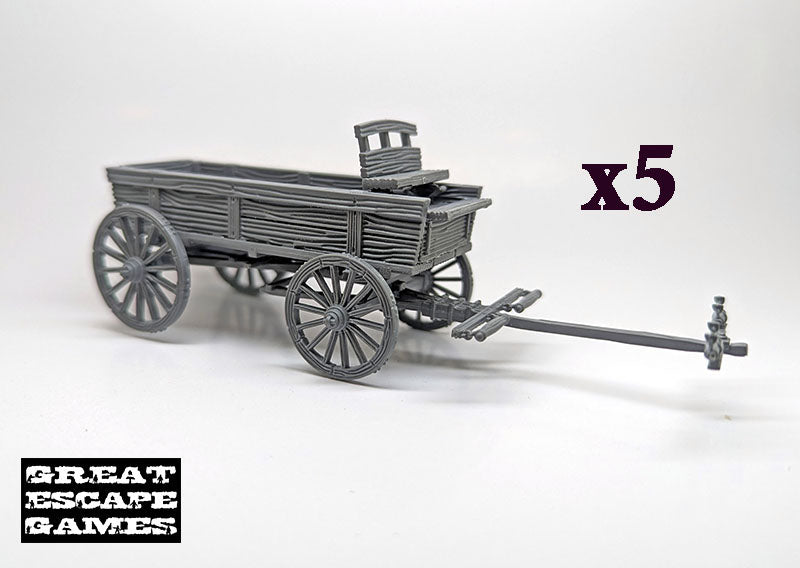 Wagon Park! - 5 x DMH Plastic Unhitched Wagons (Great Escape Games)