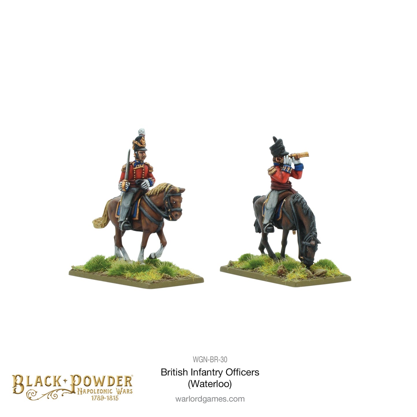 Black Powder: British - Mounted Napoleonic British Infantry Officers (Waterloo campaign)