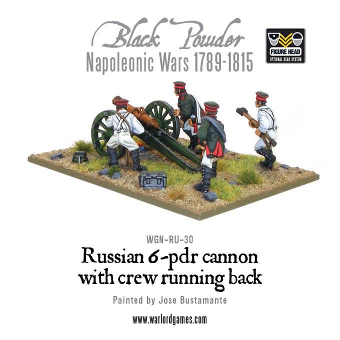 Black Powder: Napoleonic Russian 6 pdr cannon 1809-1815 with crew running back