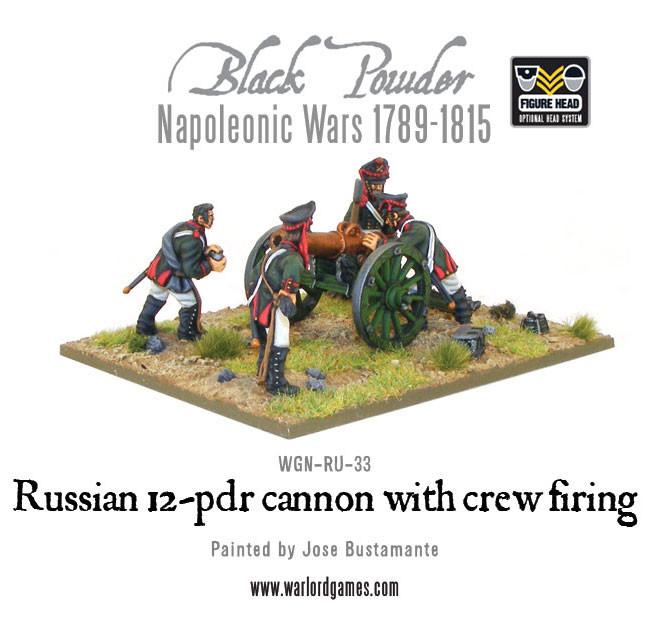 Black Powder: Napoleonic Russian 12 pdr cannon 1809-1815 with crew firing