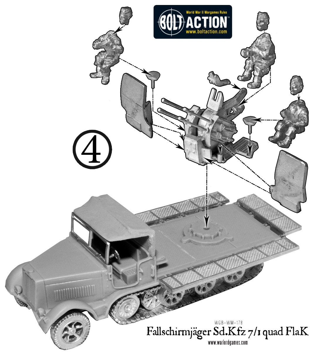 Bolt Action: German - Fallschirmjager Sd.Kfz 7/1 quad FlaK