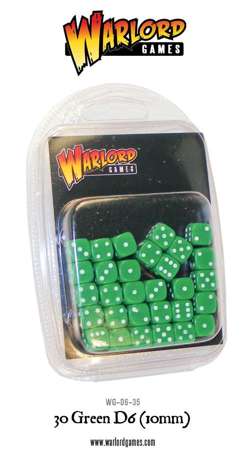 Black Seas: 30 Green D6 (10mm)