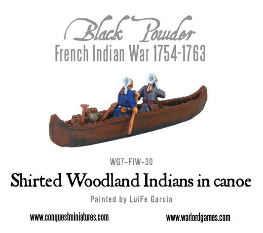 Black Powder: Shirted Woodland Indians in canoe