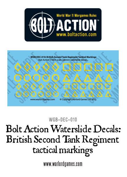 Bolt Action: British Second Tank Regiment tactical markings decal sheet
