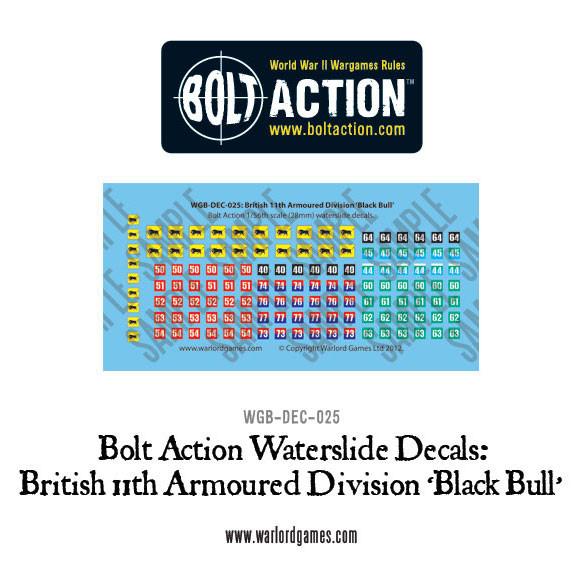 Bolt Action: British 11th Armoured Division (Black Bull) decal sheet