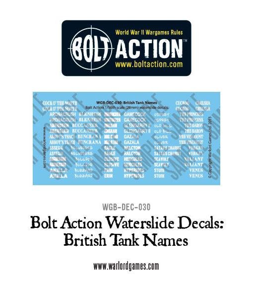 Bolt Action: British Tank names decals