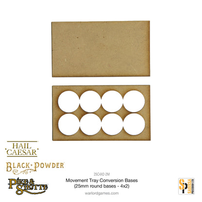 Pike & Shotte: Movement Tray Conversion Bases (25mm round bases - 4x2)