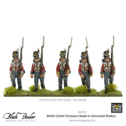 Black Powder: British - 25x Napoleonic British Centre Company heads in uncovered Shakos
