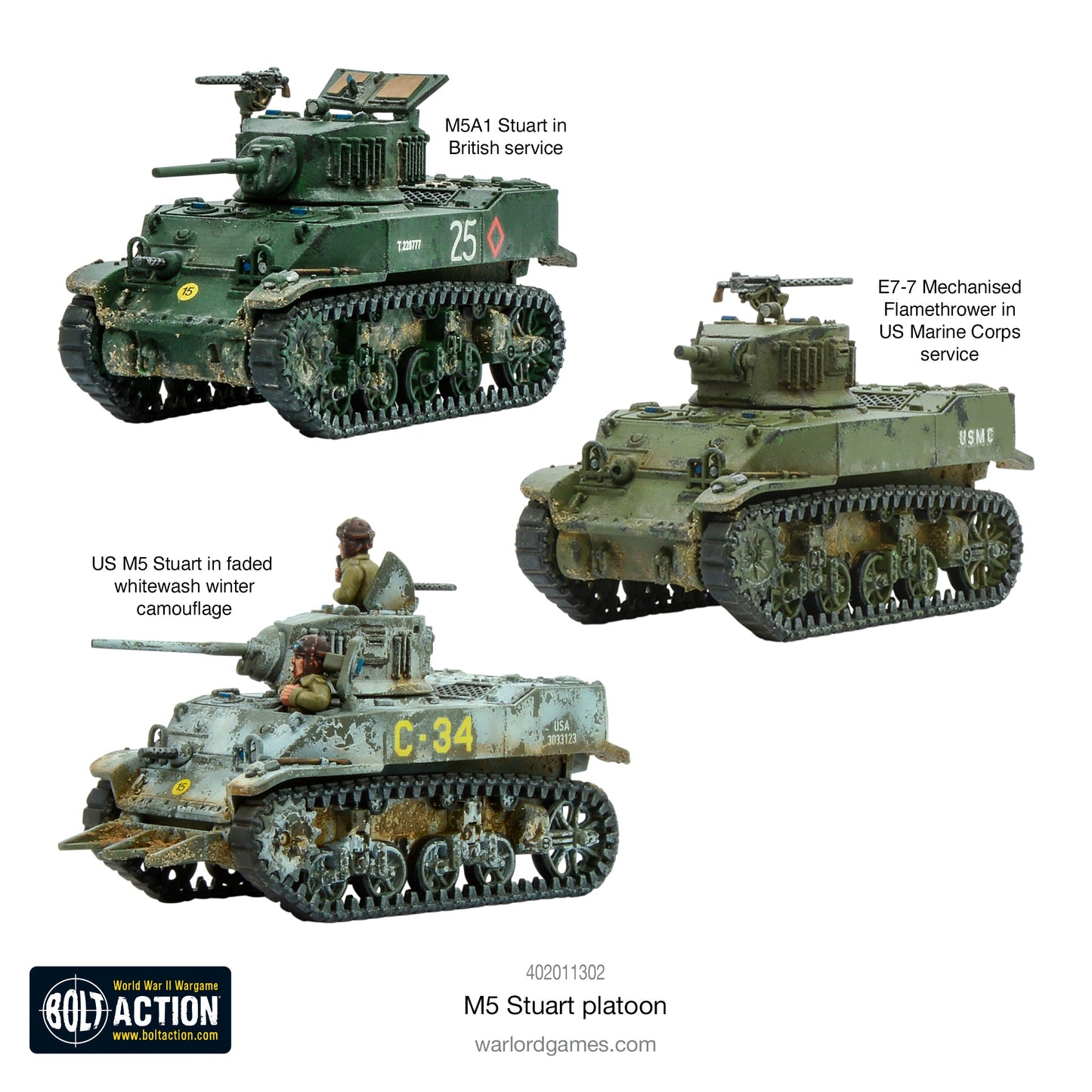 Achtung Panzer!: British Tanks - M5 Stuart Platoon