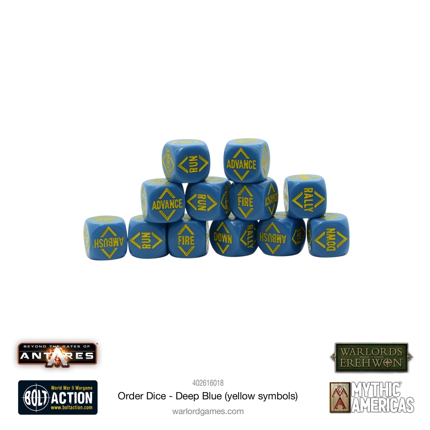 Gates of Antares: Order Dice - Deep Blue (Yellow Symbols)