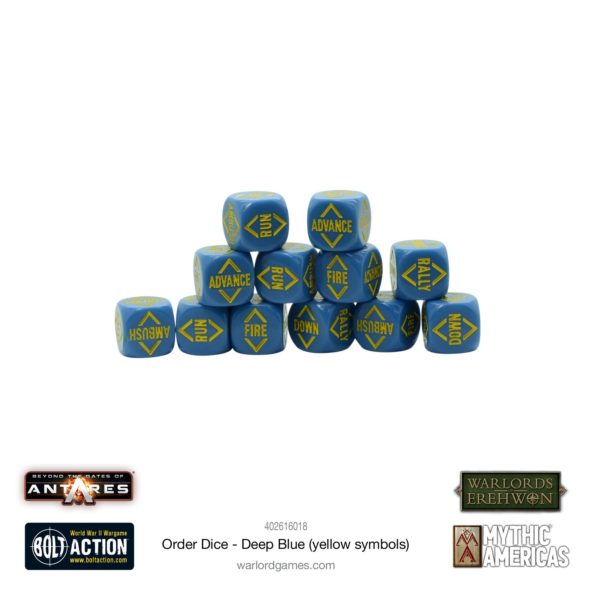 Gates of Antares: Order Dice - Deep Blue (Yellow Symbols)