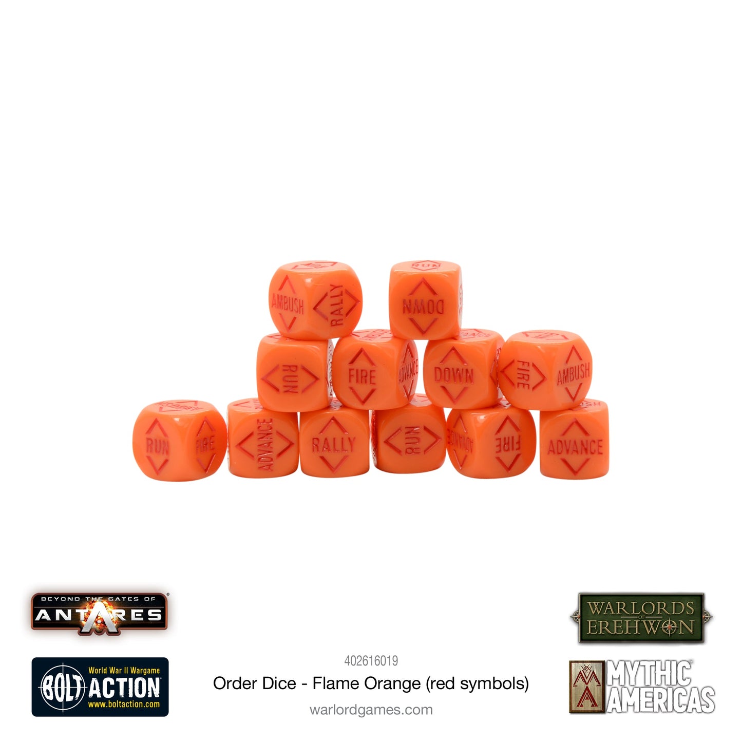 Gates of Antares: Order Dice - Flame Orange (Red Symbols)