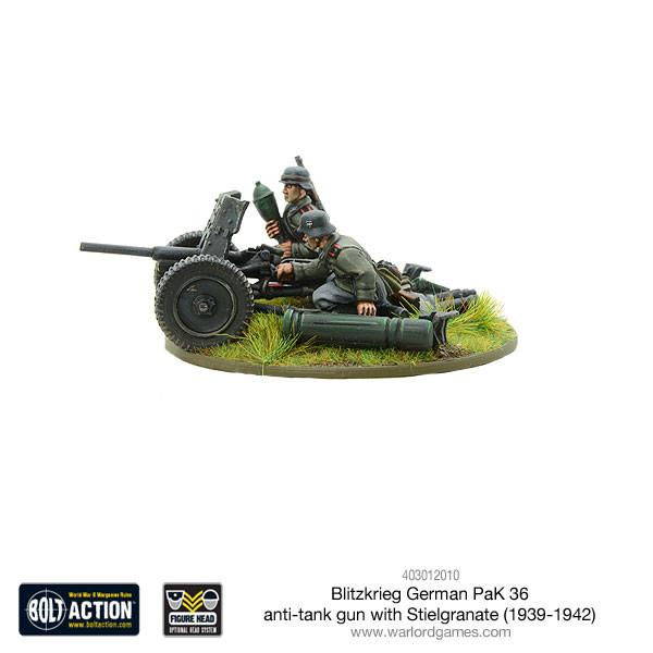 Bolt Action: German - Blitzkrieg German Pak 36 anti-tank gun with stielgranate