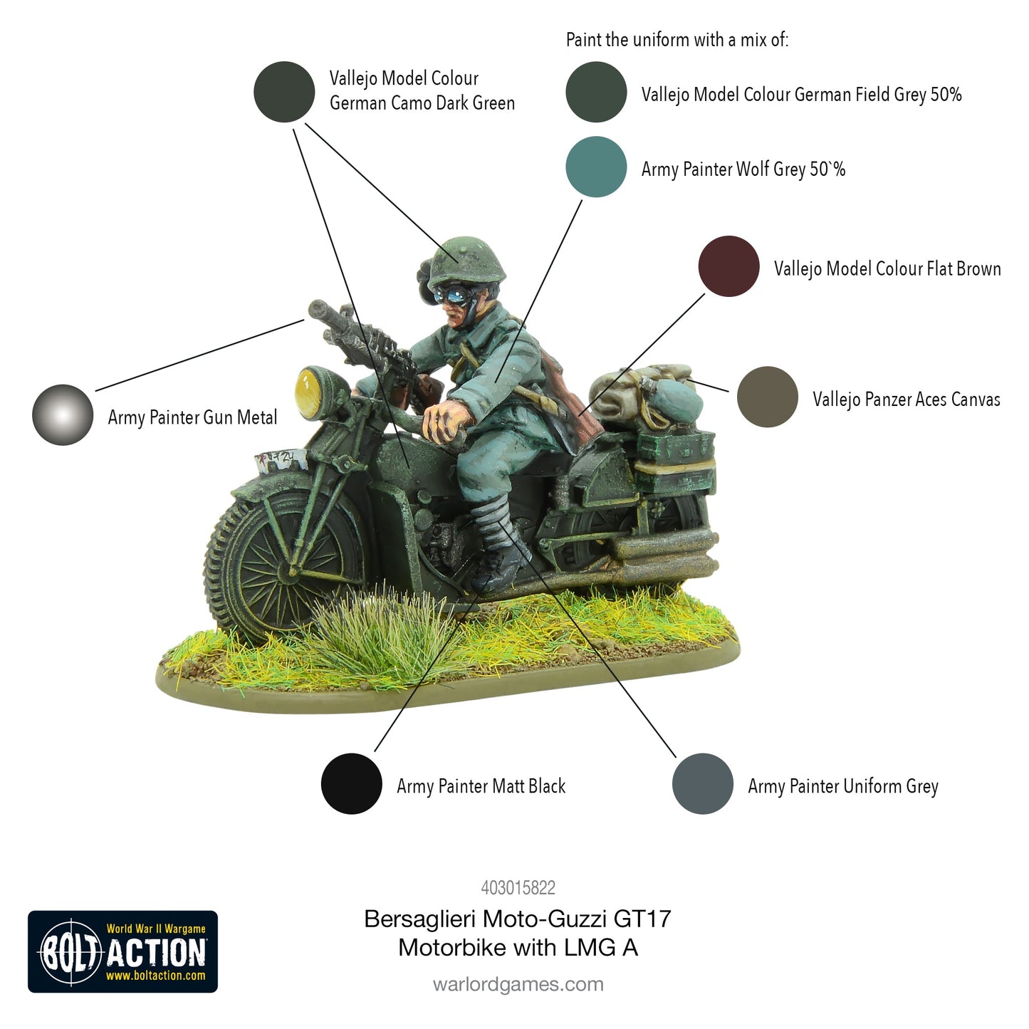 Bolt Action: Bersaglieri Moto-Guzzi GT17 Motorbike with LMG A