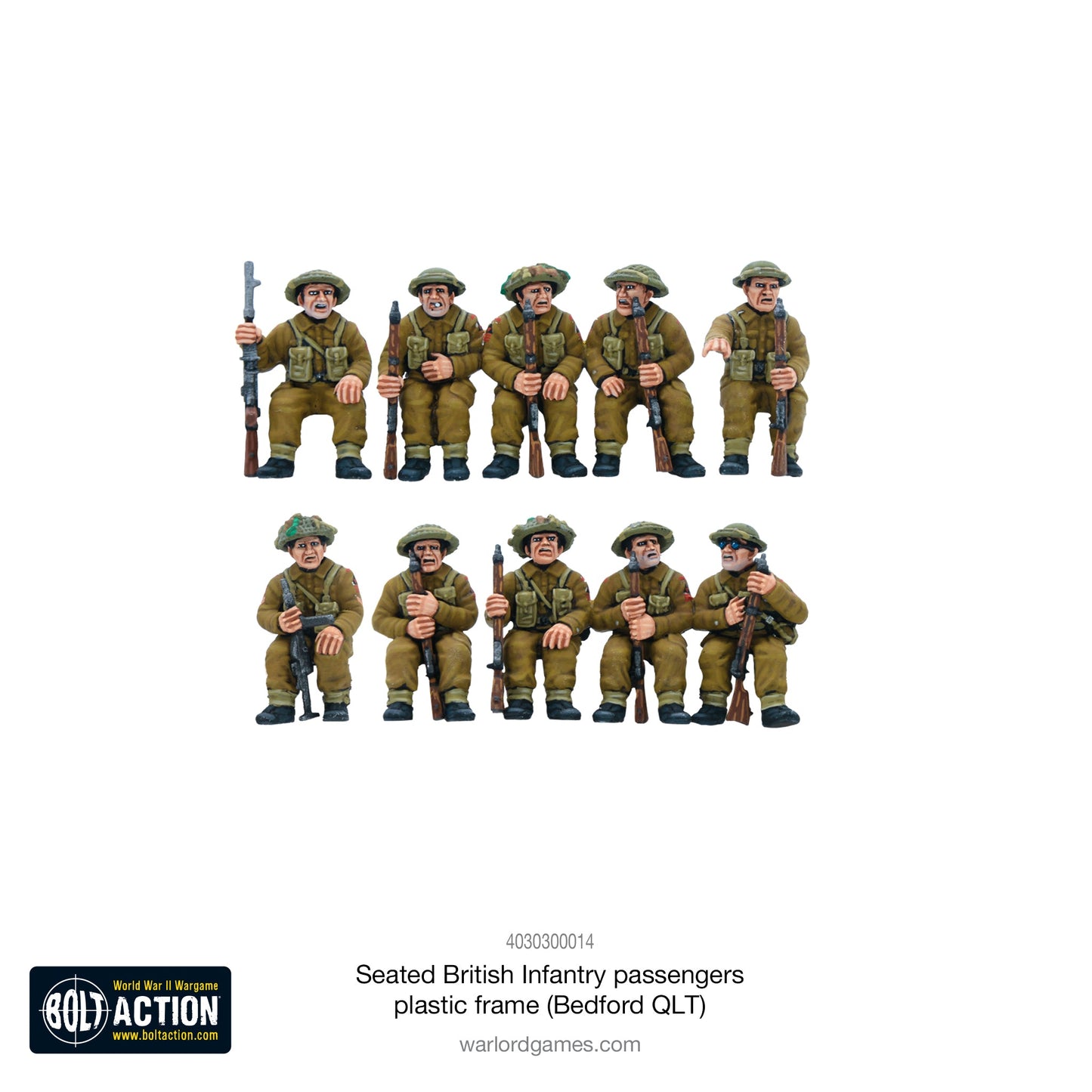 Bolt Action: Seated British Infantry Passengers Plastic Sprue (Bedford QLT)