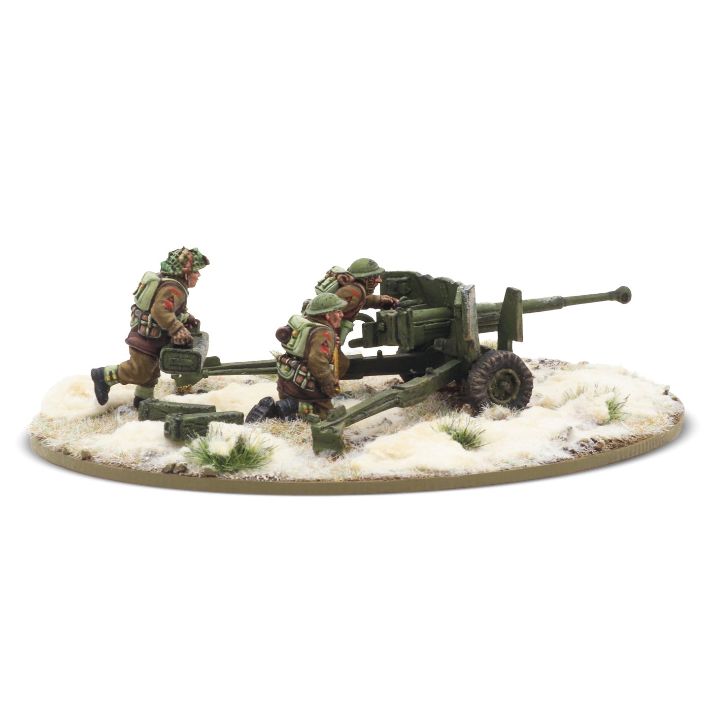 Bolt Action: 6 pdr anti-tank gun with British infantry (winter) crew
