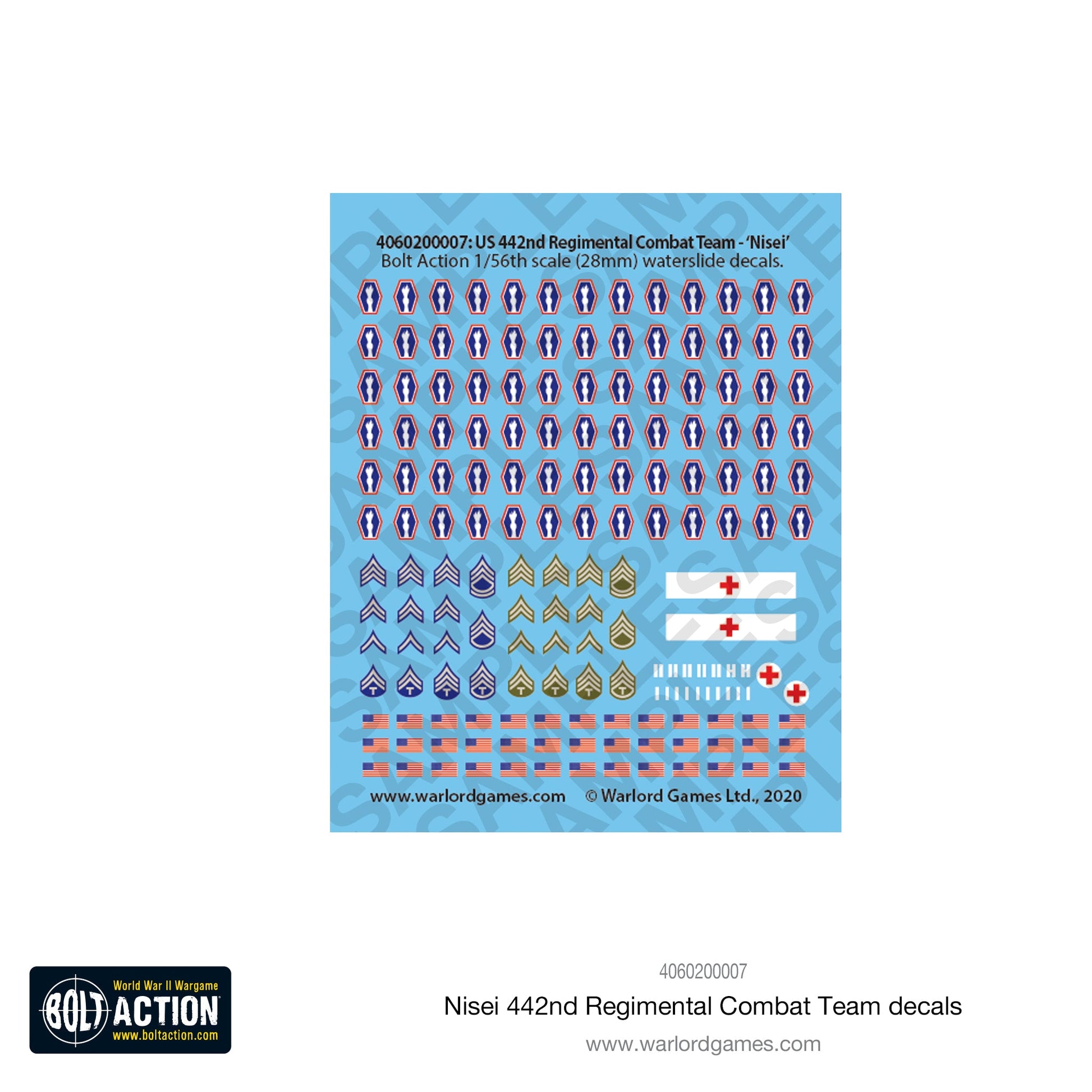 Bolt Action: USA - 442nd Regimental Combat Team decal sheet