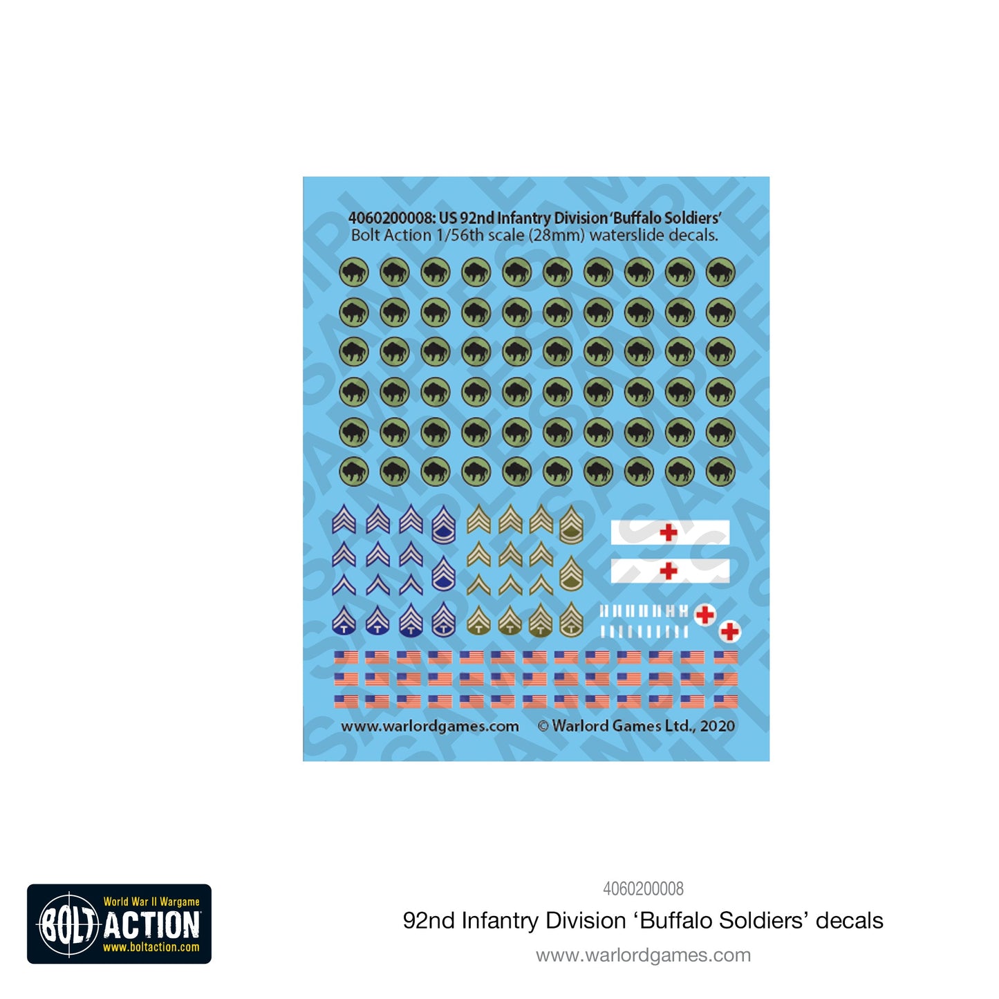 Bolt Action: USA - 92nd Infantry Division decal sheet