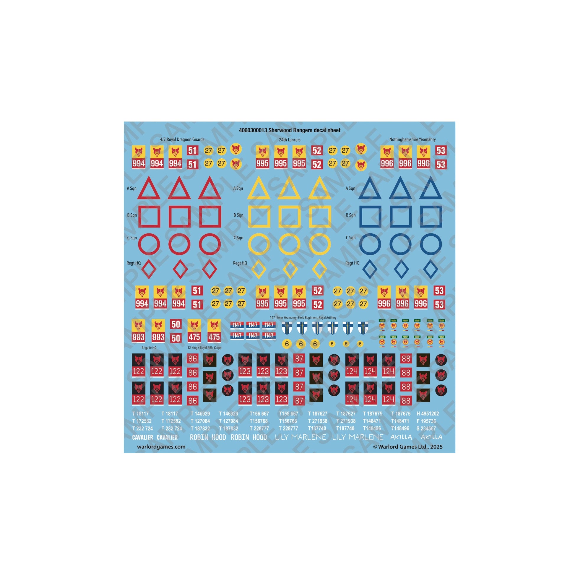 Achtung Panzer!: British Tanks - Sherwood Rangers Decal Sheet