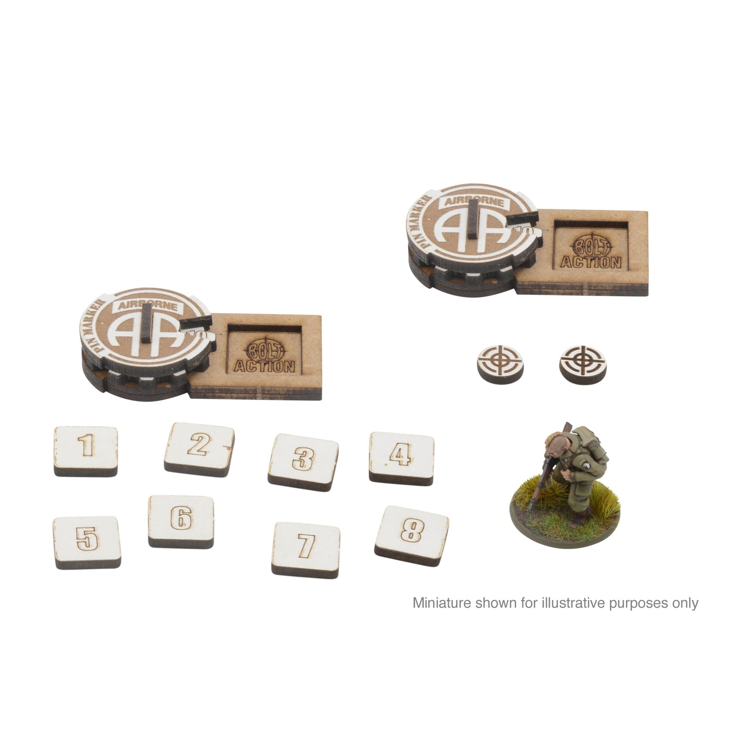 Bolt Action: German - MDF Artillery Zeroing In Markers - 82nd American Airborne 'All American'