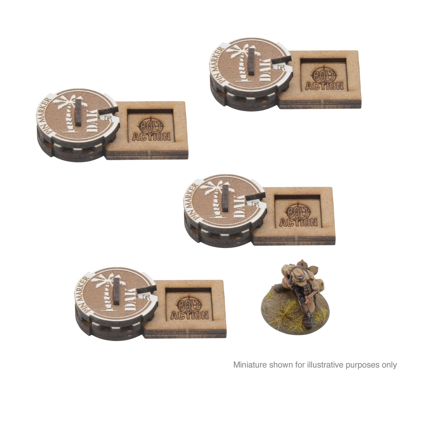 Bolt Action: German - MDF Unit Pin Markers - German ' Afrika Korps'