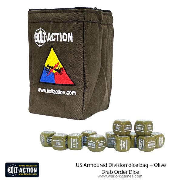 Bolt Action: USA - US Armoured Division Dice Bag & Dice