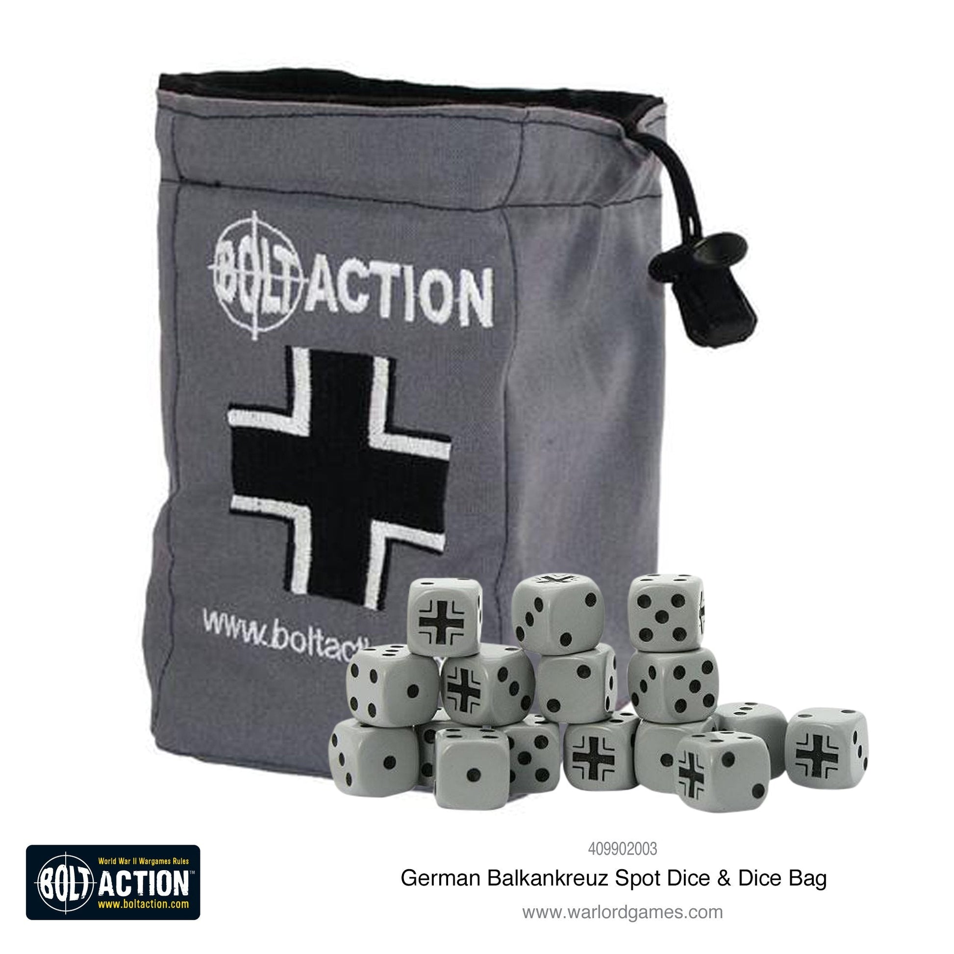 Bolt Action: German - German Balkenkreuz D6 & Dice Bag
