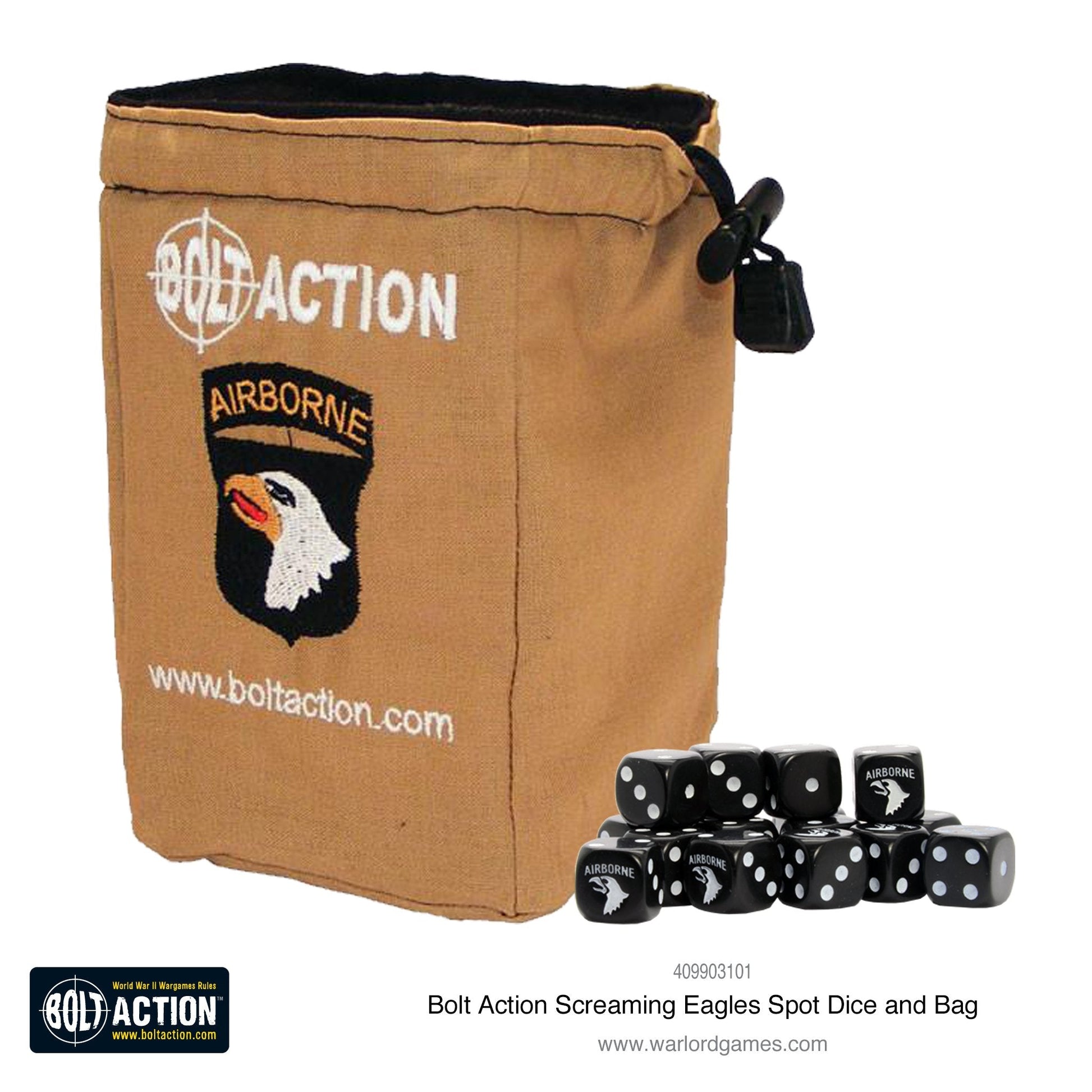 Bolt Action: USA - Screaming Eagles D6 and dice bag