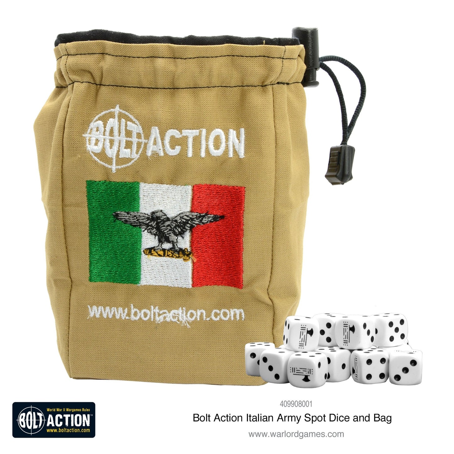 Bolt Action: Italian Army D6 and dice bag