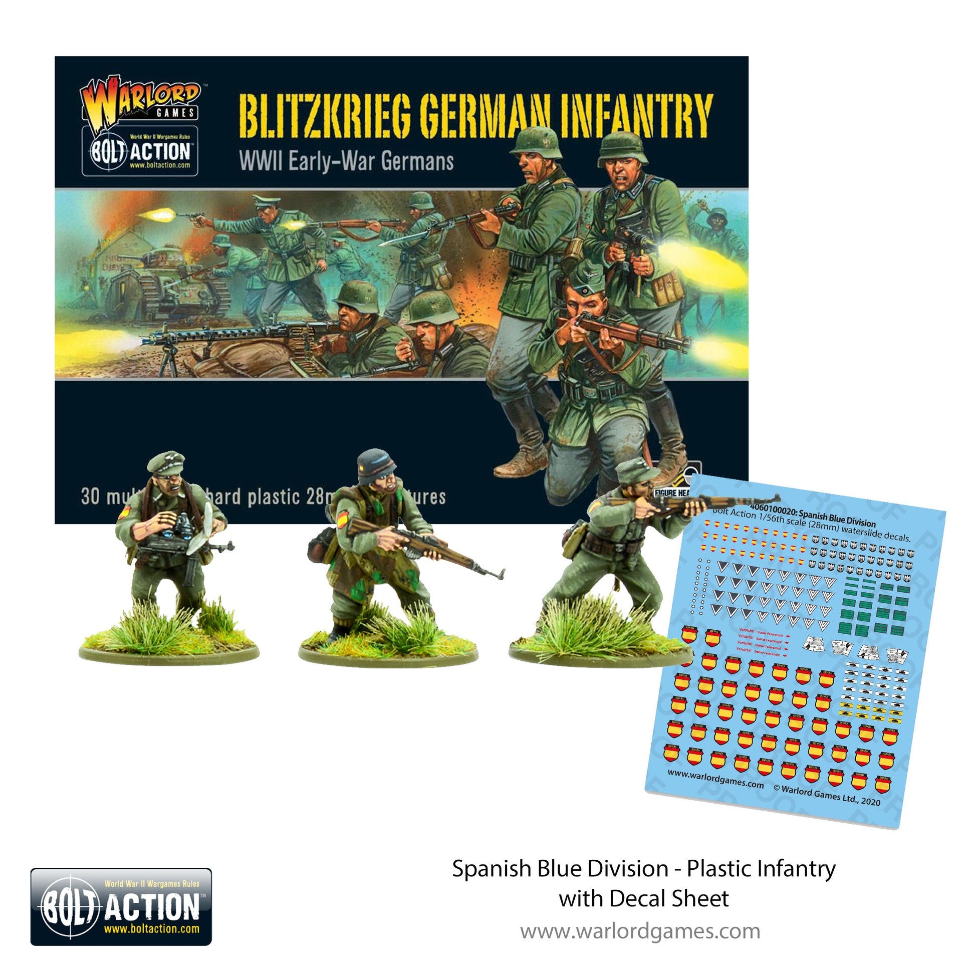 Bolt Action: German - Spanish Blue Division - Plastic Infantry with Decal Sheet